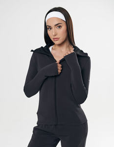 Respirant personnalisé noir goutte épaule femmes pêches à capuche anti-rides et respirant sweats à capuche femmes sweats à capuche zippés - Product Image 2