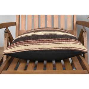 Brown Wool Kilim Pillow <b>18x18</b> Inch Luxury Fluffy Patterned Cushion Woven Vintage Square Print Feather for Bedding for Christmas - Product Image 5