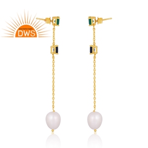 Vente chaude en argent Sterling plaqué or 18 carats naturel multi pierres précieuses boucle d'oreille conception personnalisée bijoux pour les femmes cadeau pour elle - Product Image 4