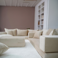Usine de Canapé d'Angle en Velours Beige | Sièges Marocains et Canapés de Sol Personnalisés OEM/ODM | Vente en Gros pour la Décoration de Salon
