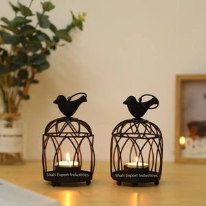 <b>Hanging</b> Tealight Candle <b>Holder</b> for Home and Christmas <b>Lighting</b> Decor Bird Design Black Color Metal Tealight <b>Holders</b> - Product Image 2