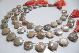Natural Peach Moonstone AB Mystic Coated Hexagon Shape 14mm Beads Strand 10 pulgadas de largo - Product Image 4