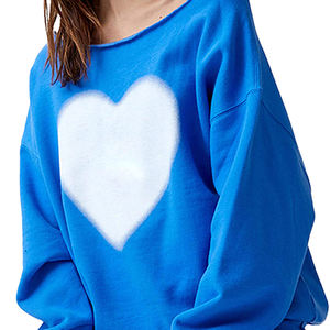 Sweat-shirt à épaules dénudées personnalisé pour femmes imprimé coeur 100% coton Polyester surdimensionné bord brut hiver/printemps entraînement lavable - Product Image 6