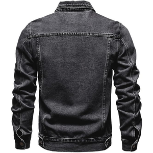 Chaqueta vaquera de retazos a prueba de viento de manga larga con botones personalizables para hombre de talla grande estilo Hip Hop invierno/primavera - Product Image 3
