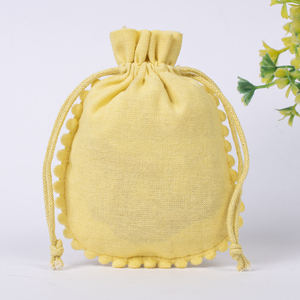 Customizable <b>Cream</b> <b>Wedding</b> Favor Recyclable Indian Drawstring Cotton Jewelry Pouch Handmade Logo Packaging Container Storage - Product Image 2