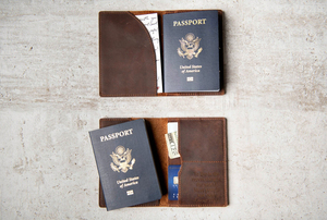 Ensemble portefeuille de voyage avec logo personnalisable en cuir véritable vintage couverture de passeport étiquette certificat PTH-0045 - Product Image 5