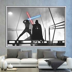 Printed Canvas: Darth Vader Luke Skywalker Fight Art - Modern Star <b>Wars</b> Decor,1P:White Framed - Product Image 1