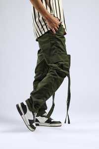 Pantalons de travail décontractés de haute qualité, amples, en coton, randonnée, poches latérales tactiques, pantalons cargo noirs pour hommes - Product Image 2