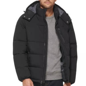 Doudoune d'hiver en duvet à bulles pour hommes avec capuche avec dessin et logos personnalisés - Product Image 2