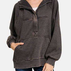 Sudadera con capucha de lavado ácido personalizada para mujer, sudadera de gran tamaño Vintage con logotipo, sudaderas con capucha de lavado ácido para mujer al por mayor, 100% algodón transpirable - Product Image 1