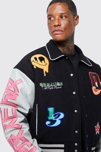 Chaqueta universitaria de béisbol Vintage para hombre 2024, nuevas tendencias, Bordado de lana 100%, Letterman, cuello levantado, estilo de calle alta para invierno - Product Image 4