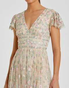 Robe de soirée élégante à sequins et perles sans manches, forme trompette/sirène, robe de bal longue, robe florale - Product Image 5