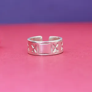 Adjustable <b>Silver</b> <b>Toe</b> <b>Ring</b> Cross Heart Design Gold Plated Stainless Steel Wedding Engagement Featuring Diamond Main Stone Daily - Product Image 2