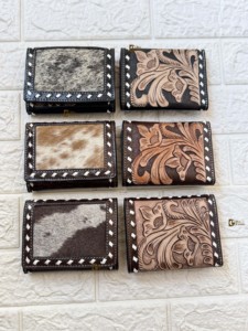 Cartera de diseñador para mujer, Cartera de cuero con pelo en piel, billetera de cuero con estampado de animales a mano, billetera para mujer, tarjetero, regalo en efectivo para ella - Product Image 4