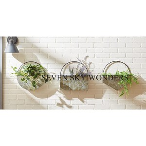 Maceta ovalada de Metal de tendencia para colgar en la pared con asa, maceta gris cálida para decoración del hogar, decoración de jardín interior, maceta montada en la pared - Product Image 6