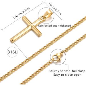 Collana uomo in acciaio inox con ciondolo smussato argento/oro/catena di tendenza nera per uomo e donna - Product Image 4