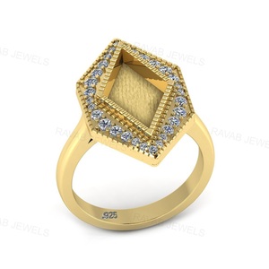 Anillo de Plata de Ley Chapado en Oro de 14K con Circonita para Mujer, Personalizado, de Alta Calidad, Nuevo Modelo 2025, Fabricado Directamente en India - Product Image 1