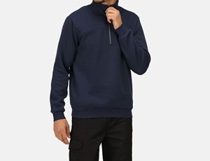 Sweat-shirt en molleton athlétique à manches longues et demi-fermeture éclair pour hommes, pull chaud avec logo personnalisé Streetwear solide, vente en gros de sweats à capuche - Product Image 3