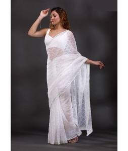 Trabajo de bordado pesado Georgette Saree Indian Heavy Sequence Work Party wear Saree Colecciones para mujeres Use ropa Collectinos - Product Image 1