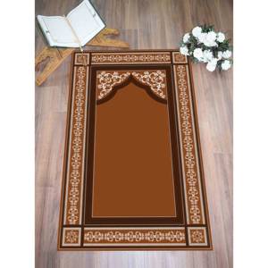 Alfombra de Oración Marrón: Diseño Islámico, Decoración para Mezquita, Alfombra Impresa, Alfombra Delgada No Tejida - Product Image 1