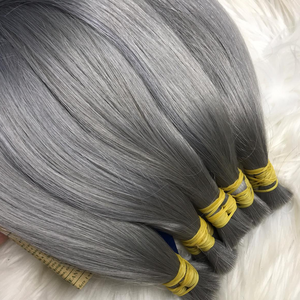 Vente en gros de cheveux humains vierges Remy vietnamiens cheveux gris longs et lisses à double tirage en vrac de haute qualité de vendeur de confiance - Product Image 1