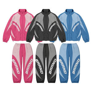 Tendance Deux Pièces Ensemble Vintage Zip up Survêtement Plus La Taille t Rayure Réfléchissante Sublimation Coupe-Vent Nylon Survêtement Pour Hommes - Product Image 1