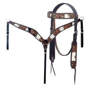 Serre-tête et collier de poitrine en cuir brut de l'Ouest