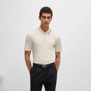 Camisas Polo de golf con cremallera de cuarto de color sólido de diseñador Premium para hombre que absorben la humedad Logotipos bordados personalizados para hombre - Product Image 1