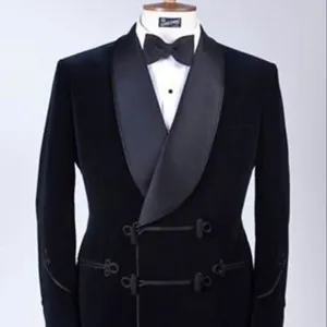 Velvet Men's Suit Pants Design Groom Wedding Tuxedo Smoking Jacket 2 Pieces Man Attires Bridegroom Outfit Prom Party Blazers OEM