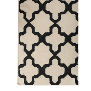 พรมขนสัตว์ทอแบบแบน Indusbar Ivory รุ่น Dwrm-138 ขนาด 9x12 ฟุต รูปทรงสี่เหลี่ยมผืนผ้า ลายทางสำหรับห้องโถง ใช้ในบ้าน ห้องนั่งเล่น - Product Image 4