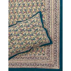 Hand Block Printed King Size 100% Cotton Double Bedsheet Pillow Cover Eco-Friendly Floral <b>Comforter</b> <b>Set</b> for Home 3 Pcs <b>Set</b> - Product Image 1