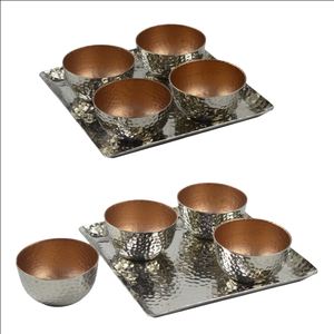 การออกแบบมาใหม่ชุดของสี่ขนมชามและถาดพร้อมกับการออกแบบโลหะแข็งชามหวานหลายสีจบ - Product Image 3