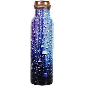Juego de botellas de agua de cobre con diseño de impresión múltiple de 4 botellas de cobre de trabajo esmaltado para aplicaciones de oficina y escuela - Product Image 1