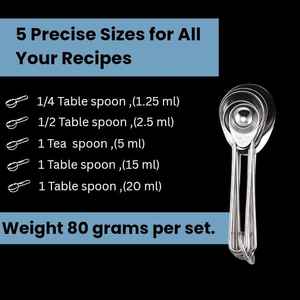 Gran oferta, juego de cucharas medidoras de acero inoxidable, 5 piezas con asas de alambre, anillo organizador para ingredientes líquidos secos, herramienta de cocina - Product Image 3