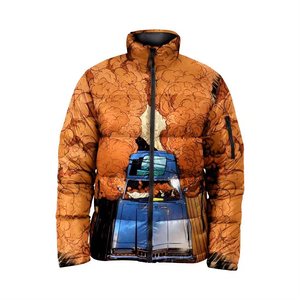 Custom Design Premium Quality Puffer Jackets Zipper Floral Lightweight Breathable Loose Fit Reversible Washed <b>Canvas</b> Sublimation - Product Image 4