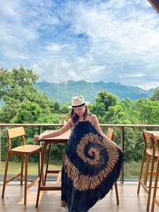 2025 vacances bohème cravate teinture 100% rayonne tissu dames dos nu plage décontracté dames robes longue Maxi robe - Product Image 5