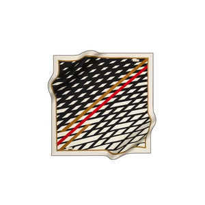 Vintage Black Silk Square Scarf with Geometric Pattern - Product Image 1