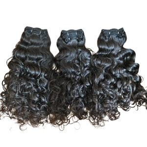 Pelo de trama de máquina de fábrica al por mayor vendedor caliente y pelo humano virginal indio crudo rizado ondulado natural mechones de pelo de trama Genius - Product Image 6