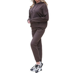 Conjunto Deportivo de Dos Piezas Personalizado de Talla Grande con Cremallera, 100% Algodón, Diseño de Hombros Caídos, Ropa Deportiva Urbana para Mujer - Product Image 3