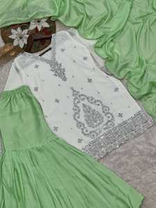 Nueva colección tradicional pakistaní lista para usar con lentejuelas bordadas Work Top-Sharara con Dupatta para fiestas - Product Image 2