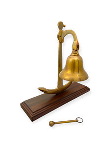 กระดิ่งทองเหลืองและไม้ขนาด 4 นิ้ว ตกแต่งด้วยฐานไม้ น้ำหนักเบา เหมาะสำหรับวางบนโต๊ะ/เคาน์เตอร์สำนักงาน และตกแต่งบ้านสไตล์ทะเล - Product Image 3