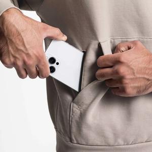 Pull à capuche unisexe en molleton 100% coton surdimensionné avec logo brodé imprimé, délavage acide, déchiré, style streetwear - Product Image 3