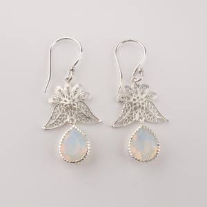 Boucles d'oreilles en argent sterling avec opale laiteuse, or, 925, certifiées IGI, opale blanche, bijoux élégants, cadeau pour femme, anniversaire, fête - Product Image 3