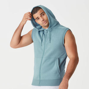 Mens fitted <b>sleeveless</b> fitness <b>hoodie</b> gym wear for workout bodybuilding training active style - Product Image 4
