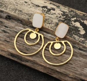 18k Gold Plated Geometric <b>Pearl</b> <b>Earrings</b> for Women Handmade Statement Drop <b>Earrings</b> with Natural <b>Pearl</b> Gemstone - Product Image 3