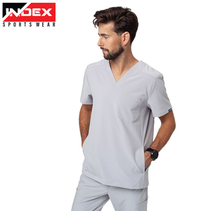 Top exfoliante de color negro para hombres y mujeres hecho con ropa médica de poliéster y algodón para cirugía, clínica y Hospital - Product Image 1