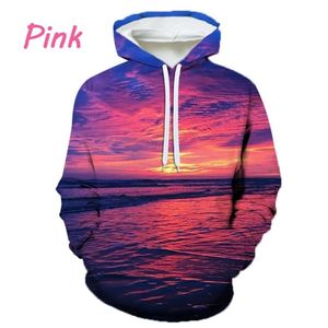 Nueva moda creativa puesta de sol 3D impreso Sudadera con capucha personalidad Color Cool hombres y mujeres calle Casual Hip-hop sudadera - Product Image 1