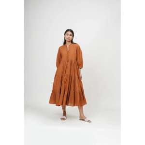 Vestido Largo de Verano para Mujer, Estilo Gótico, Estampado Floral Paisley, Color Marrón, Algodón, Holgado, Informal, Étnico - Product Image 1