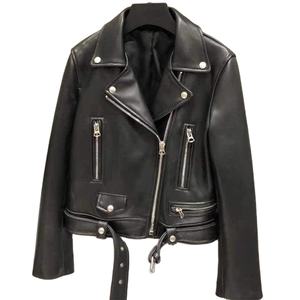 Chaqueta de Motocicleta de Cuero Genuino para Mujer, Acolchada, Cortavientos, Transpirable, Rellena de Algodón de Punto, Estilo 2025, Precio de Fábrica - Product Image 1