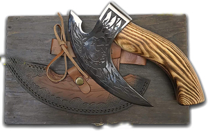 Cortador de Pizza forjado a mano vikingo auténtico, hacha pequeña para acampar, Funda de cuero de grado Industrial hecha a mano para una experiencia auténtica - Product Image 4